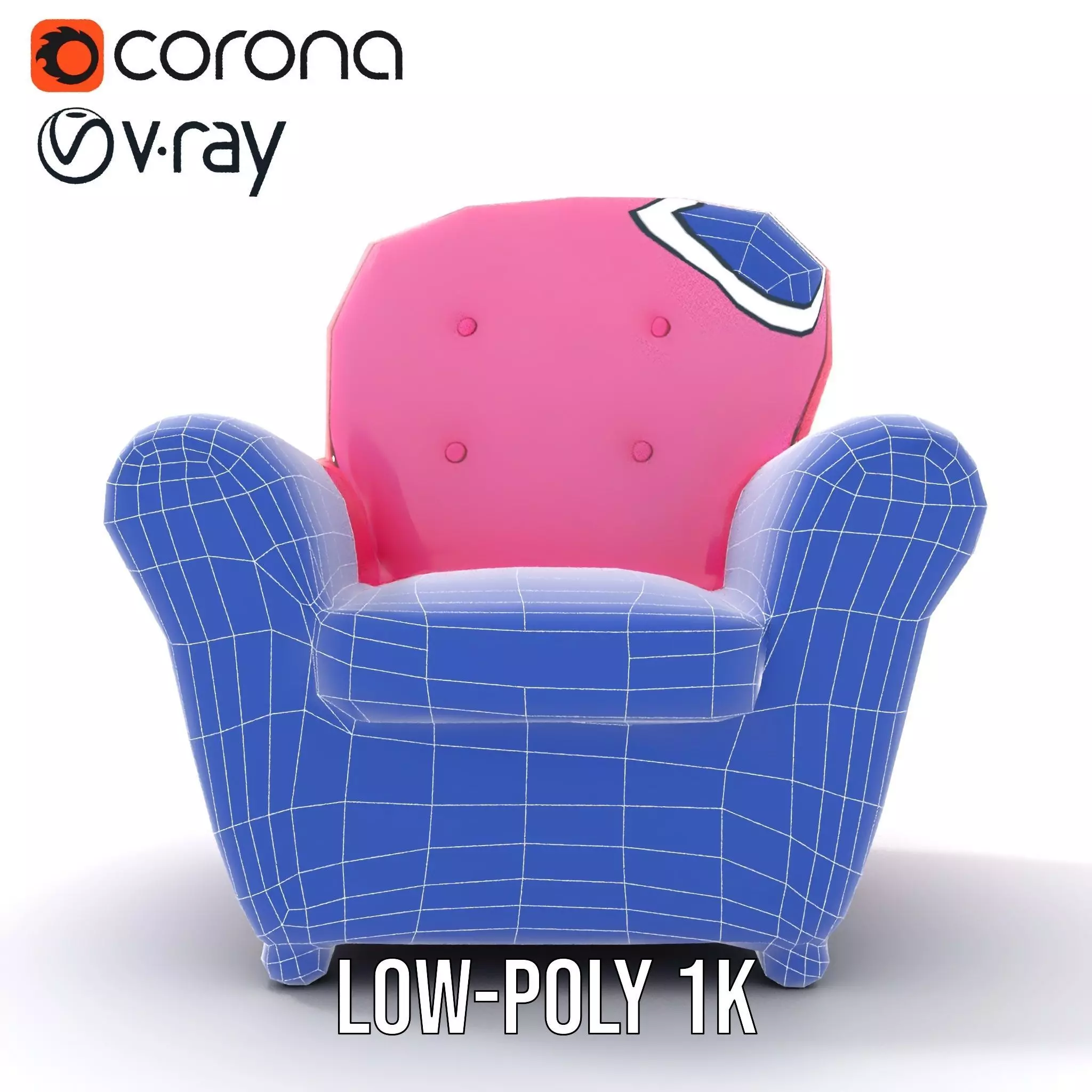 Colorful Armchair Model Pack for Interior Design Low-poly 3D model_27