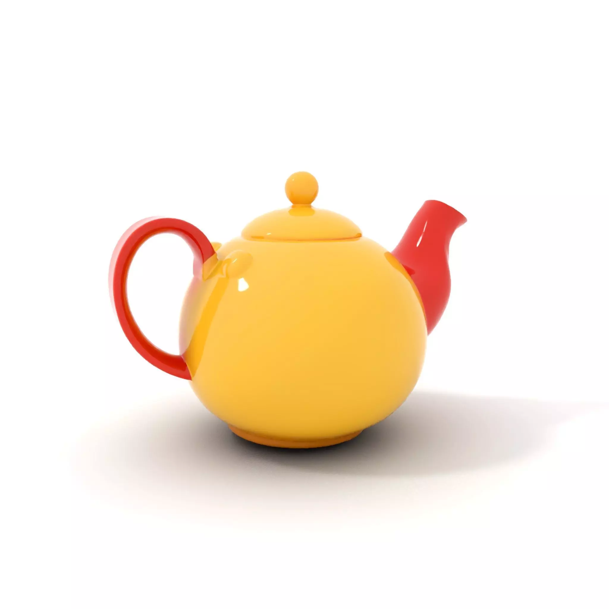 Vibrant Yellow and Red Teapot Model Pack Low-poly 3D model_0