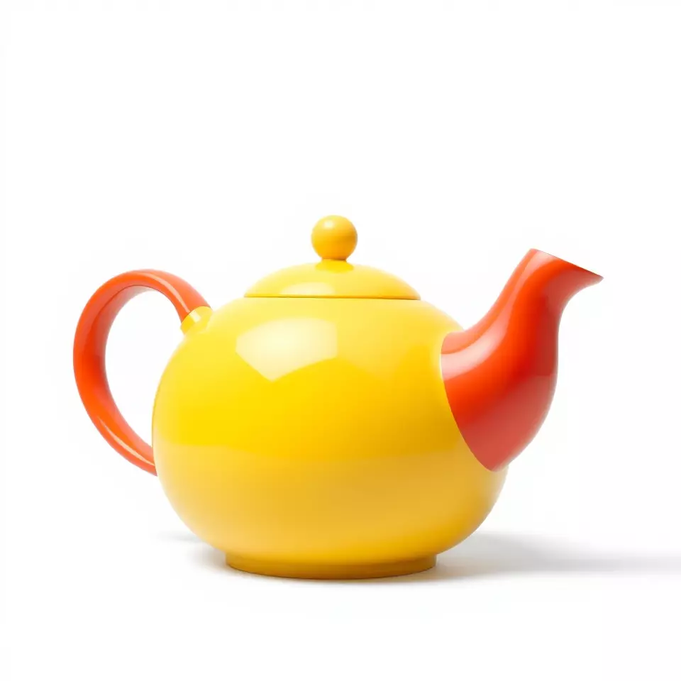 Vibrant Yellow and Red Teapot Model Pack Low-poly 3D model_3