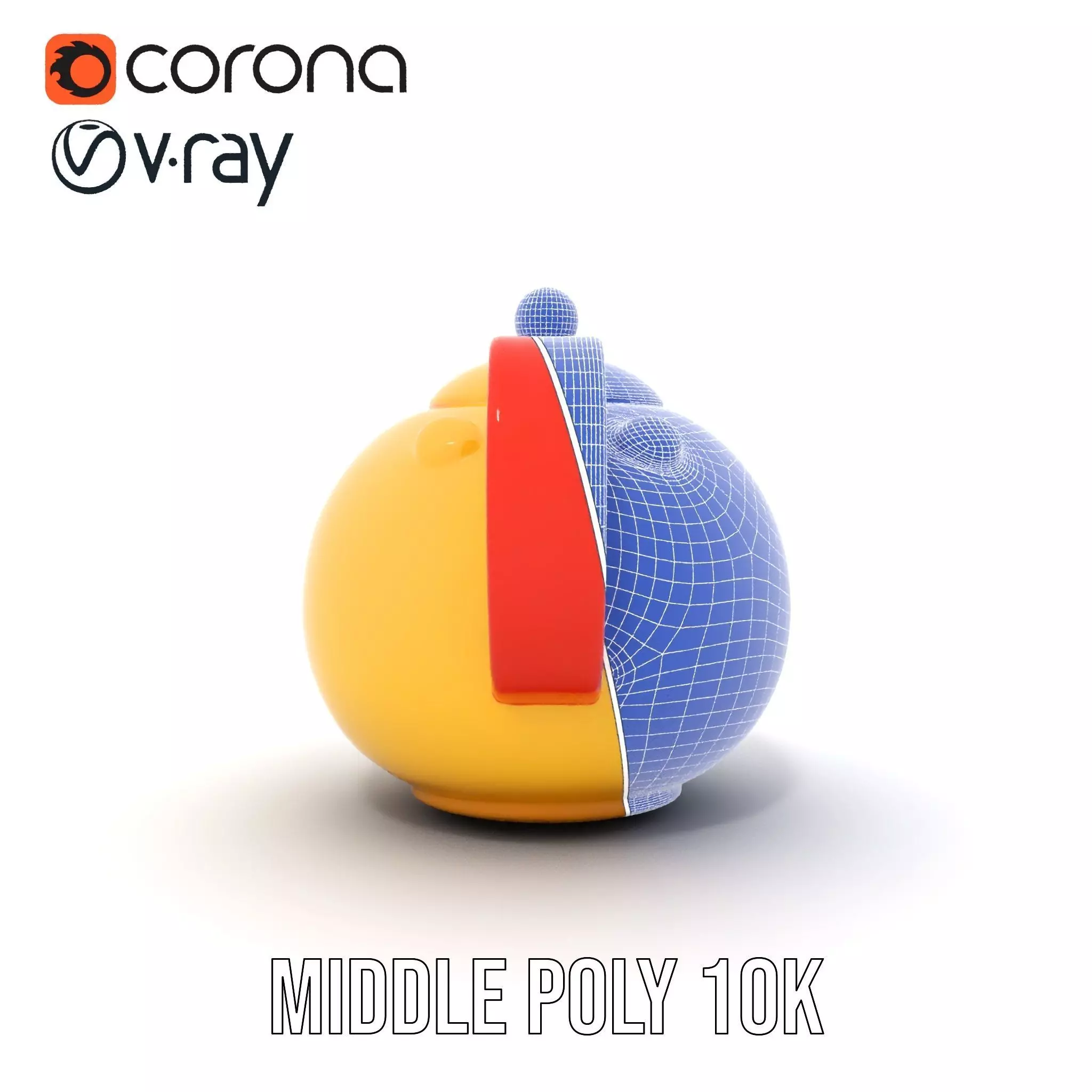 Vibrant Yellow and Red Teapot Model Pack Low-poly 3D model_22