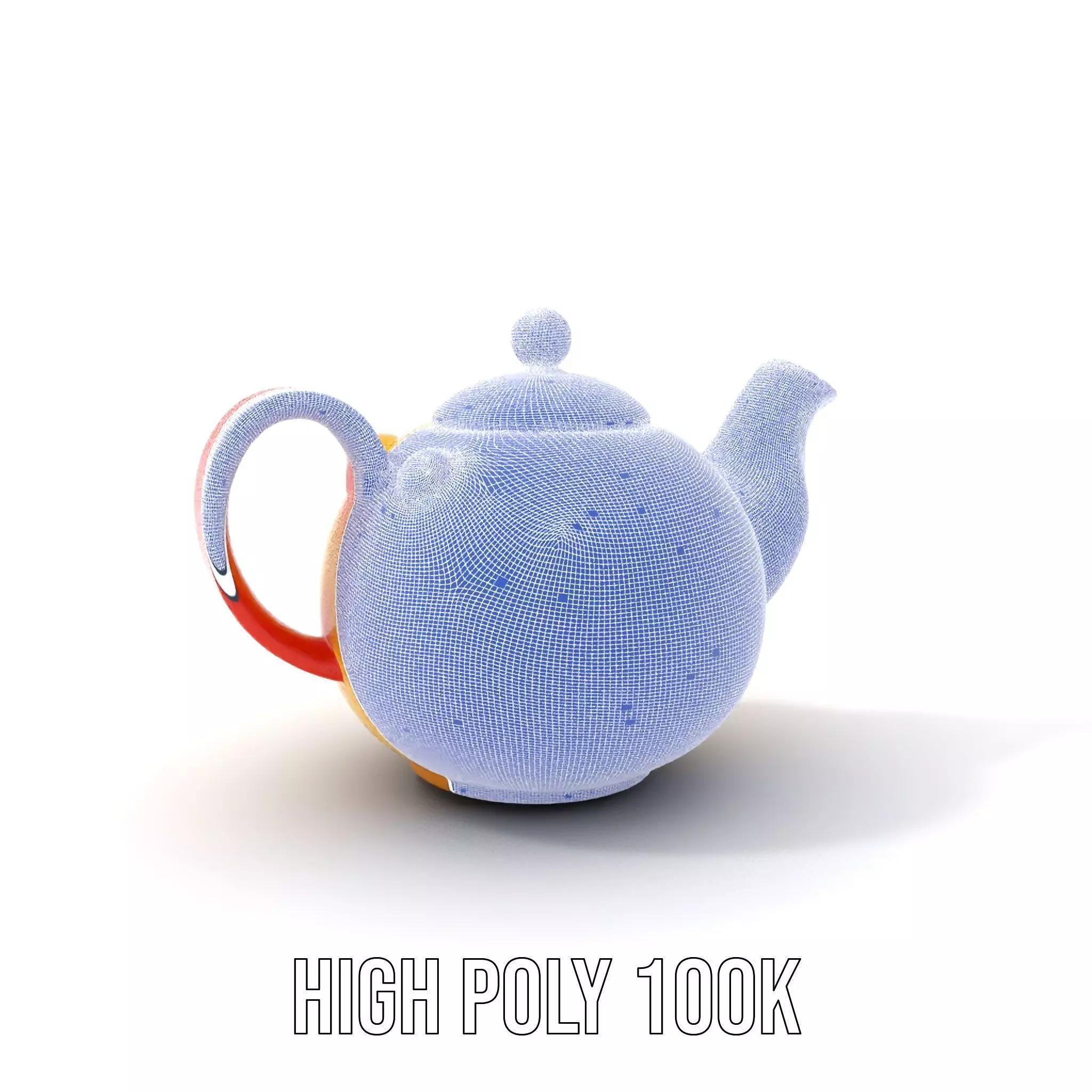 Vibrant Yellow and Red Teapot Model Pack Low-poly 3D model_5