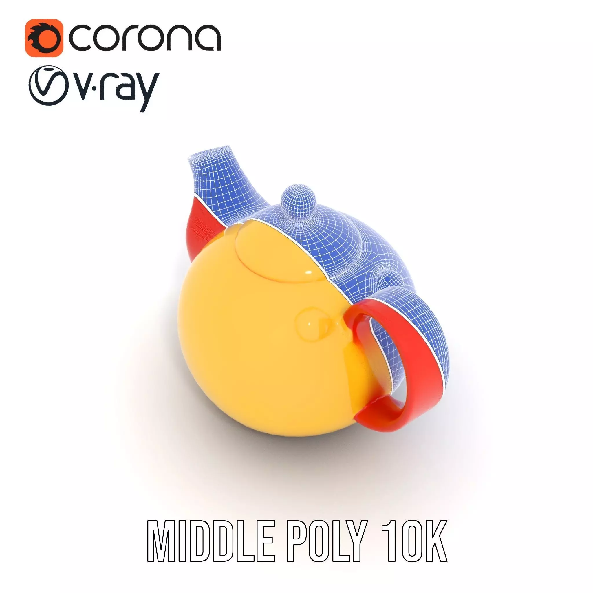 Vibrant Yellow and Red Teapot Model Pack Low-poly 3D model_25