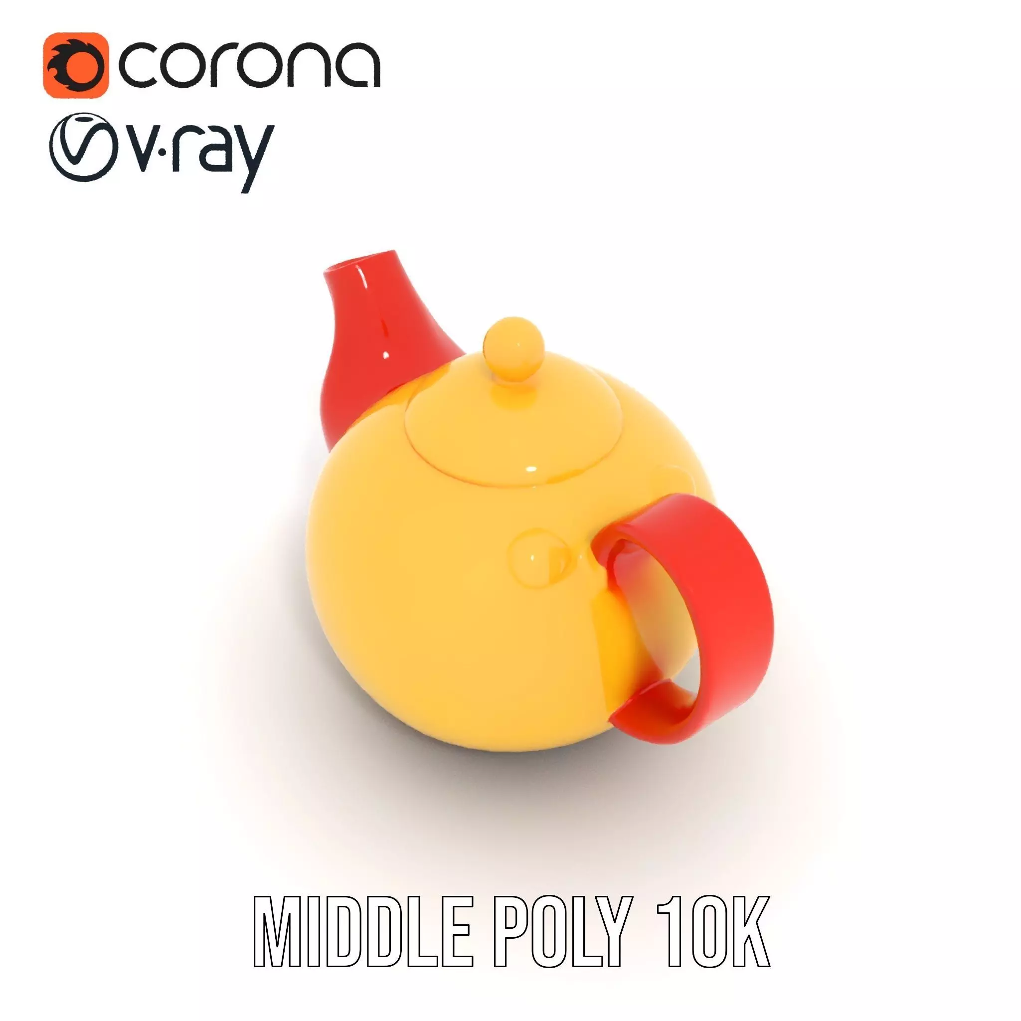 Vibrant Yellow and Red Teapot Model Pack Low-poly 3D model_12