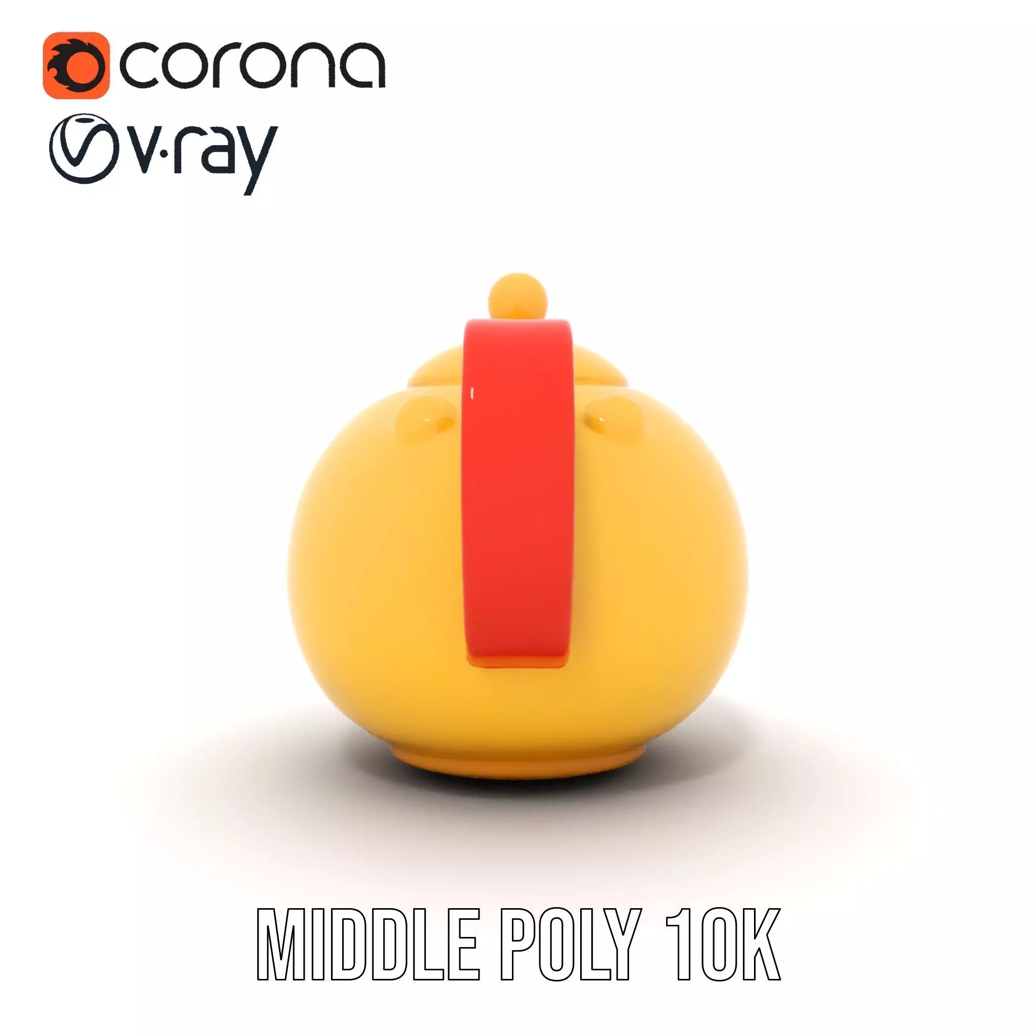 Vibrant Yellow and Red Teapot Model Pack Low-poly 3D model_19