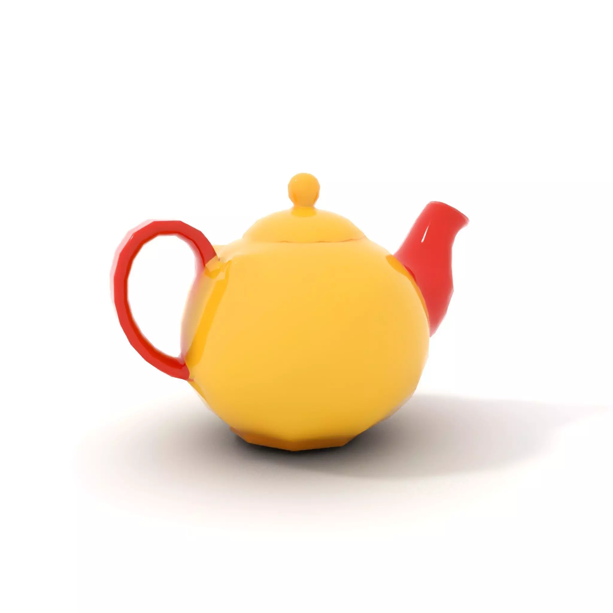 Vibrant Yellow and Red Teapot Model Pack Low-poly 3D model_13