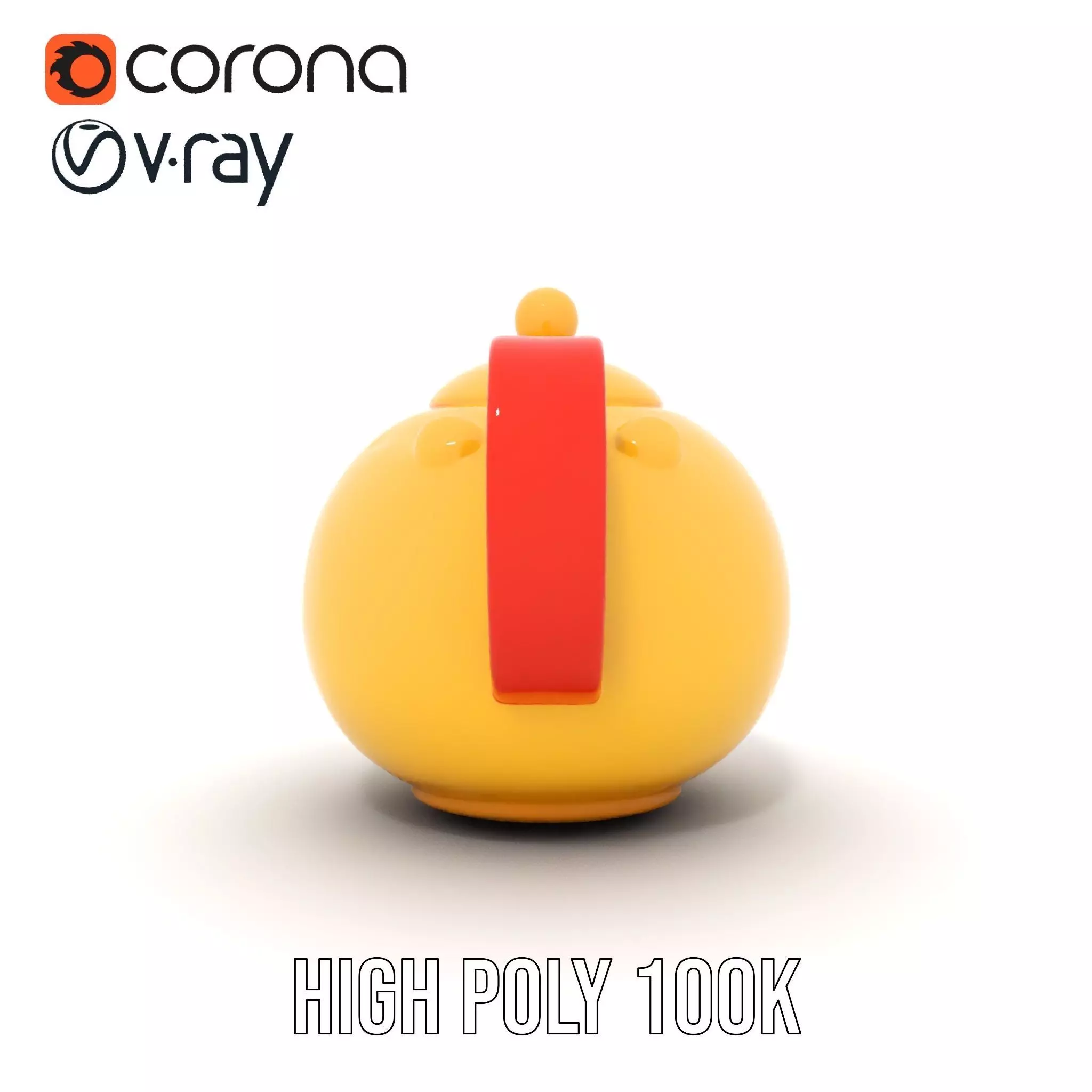 Vibrant Yellow and Red Teapot Model Pack Low-poly 3D model_33