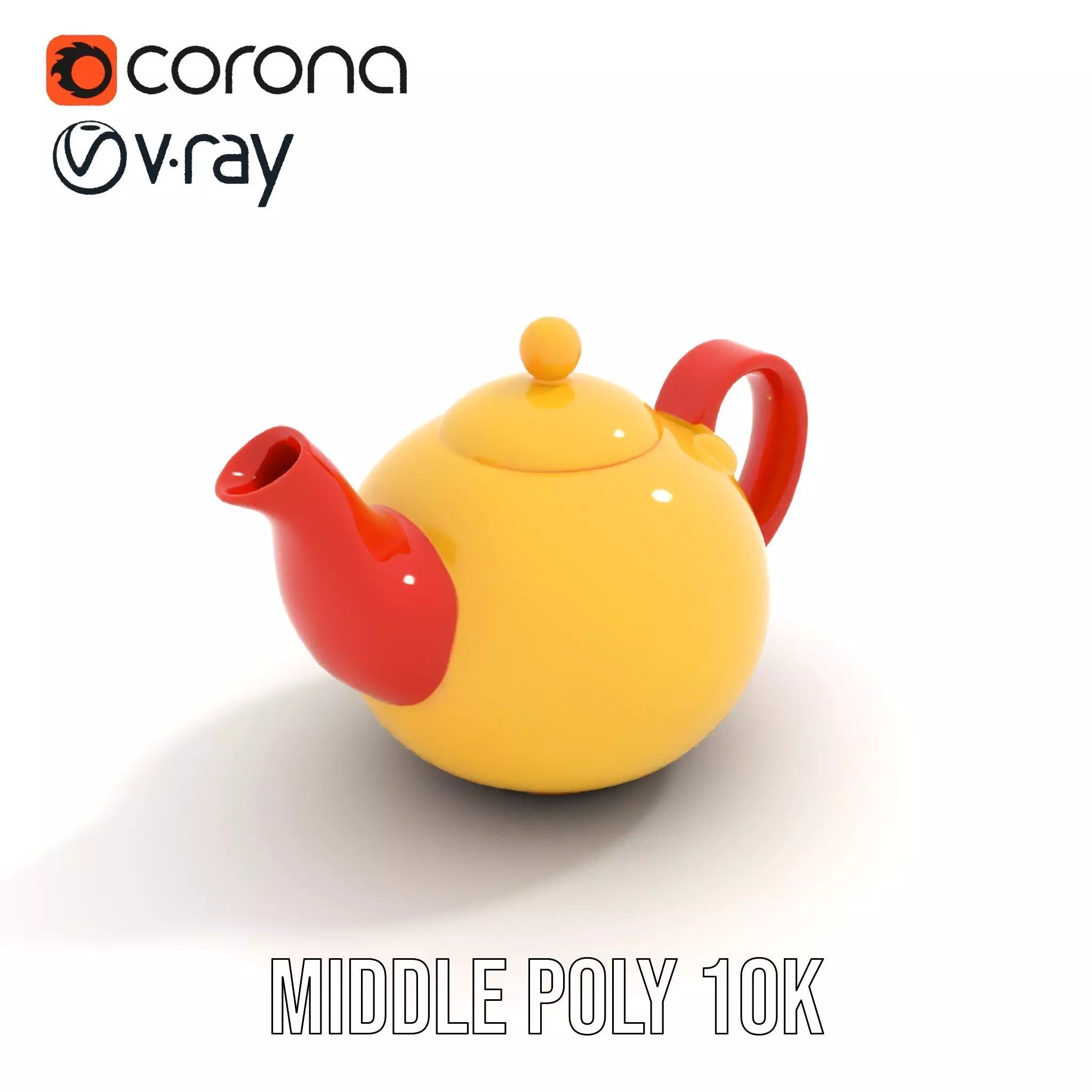Vibrant Yellow and Red Teapot Model Pack Low-poly 3D model_6