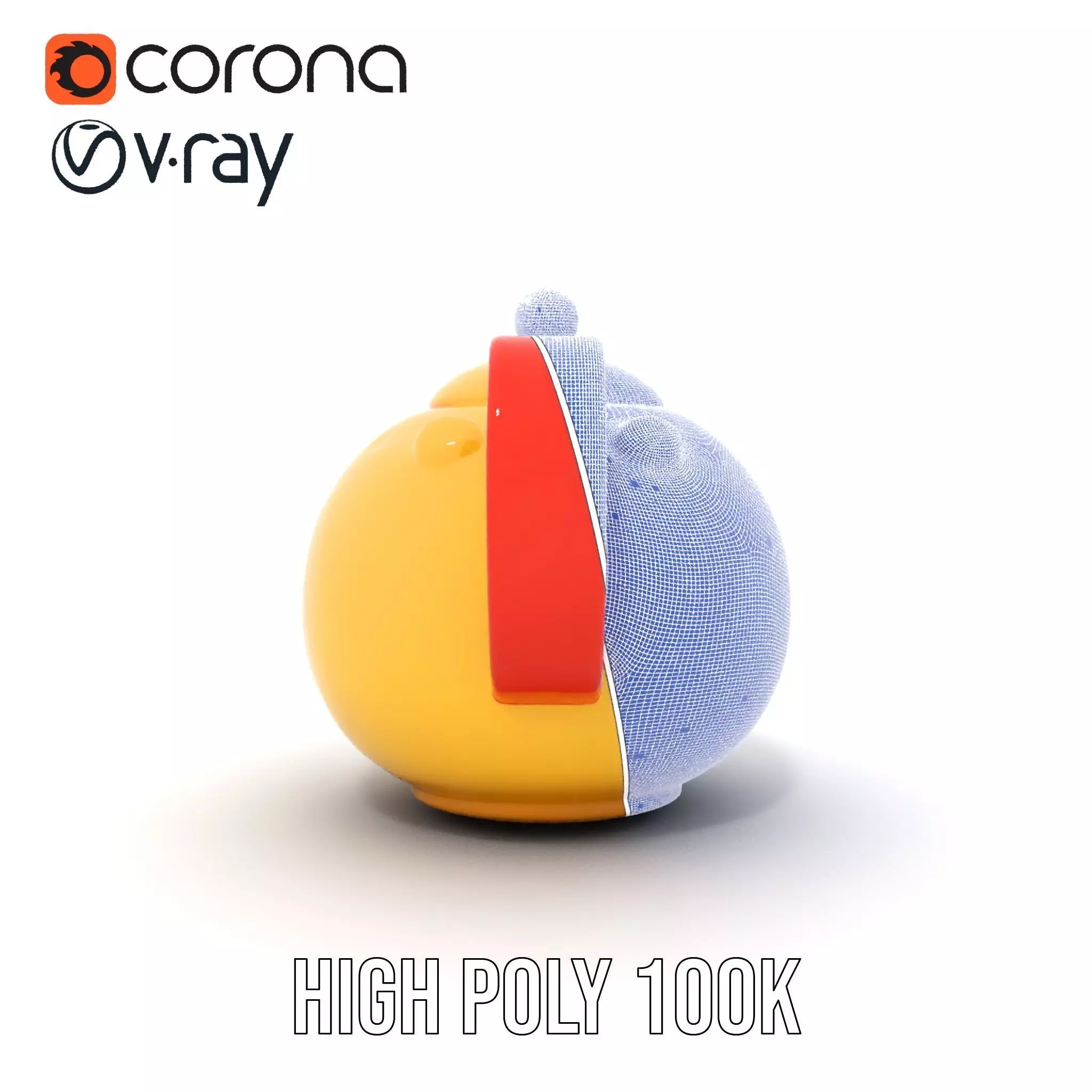 Vibrant Yellow and Red Teapot Model Pack Low-poly 3D model_27