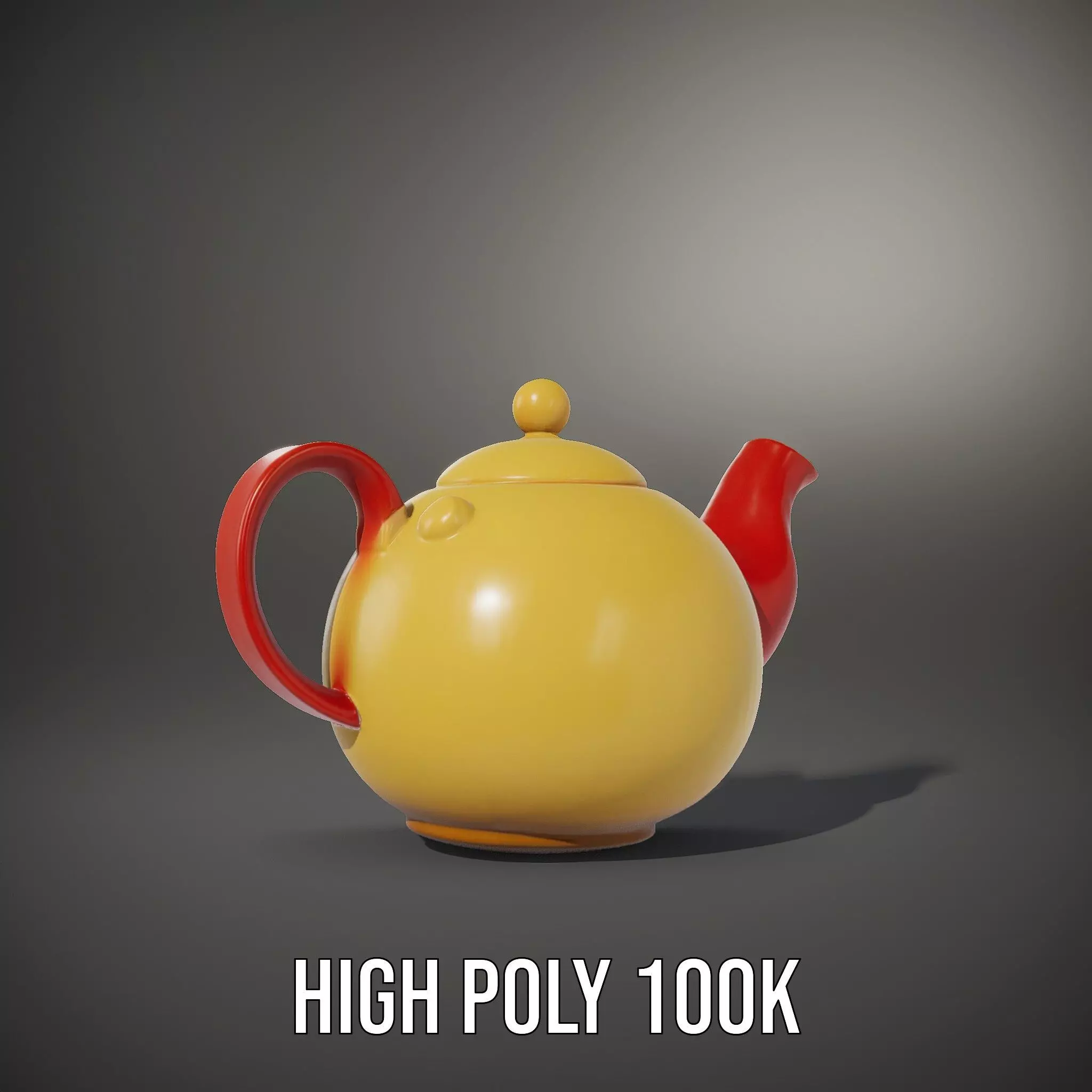 Vibrant Yellow and Red Teapot Model Pack Low-poly 3D model_11