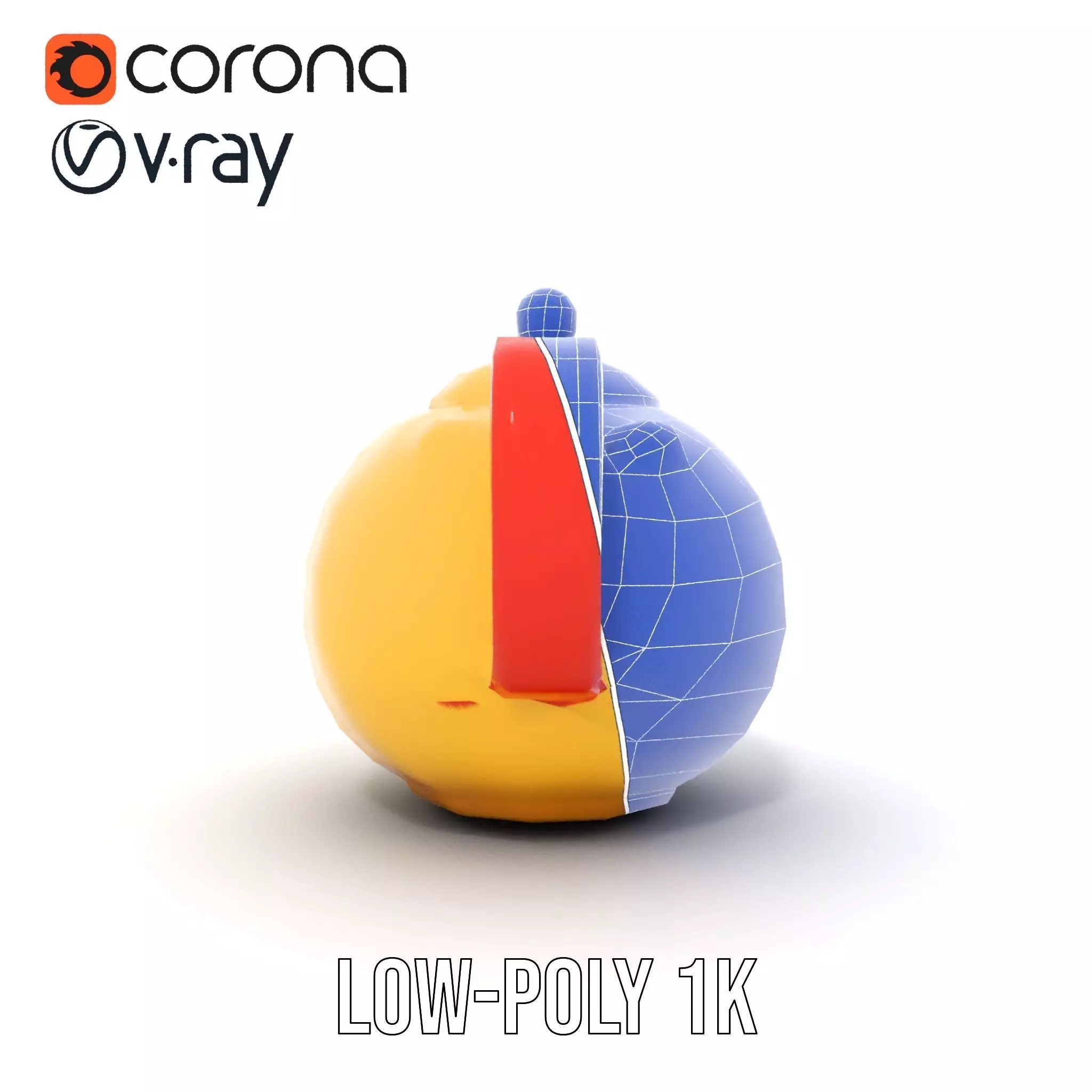 Vibrant Yellow and Red Teapot Model Pack Low-poly 3D model_29