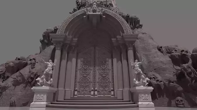 Gothic architecture  European style door  Winged Dragon