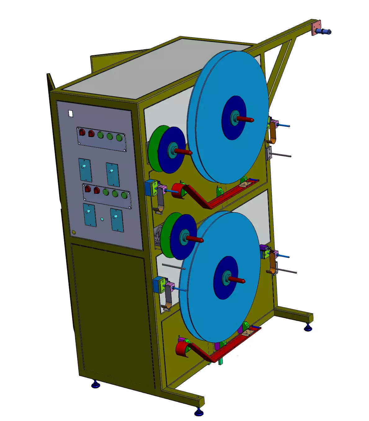 Vertical Material Unwinding and Rewinding Rack 3D model_0