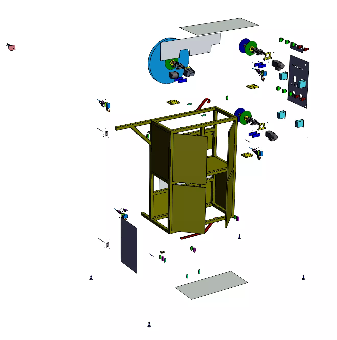 Vertical Material Unwinding and Rewinding Rack 3D model_2