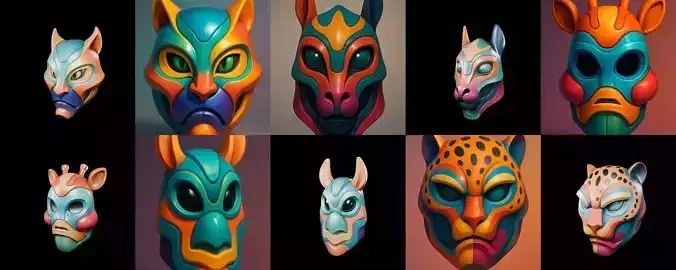 Mask Animals bundle 8 pack 100 glb