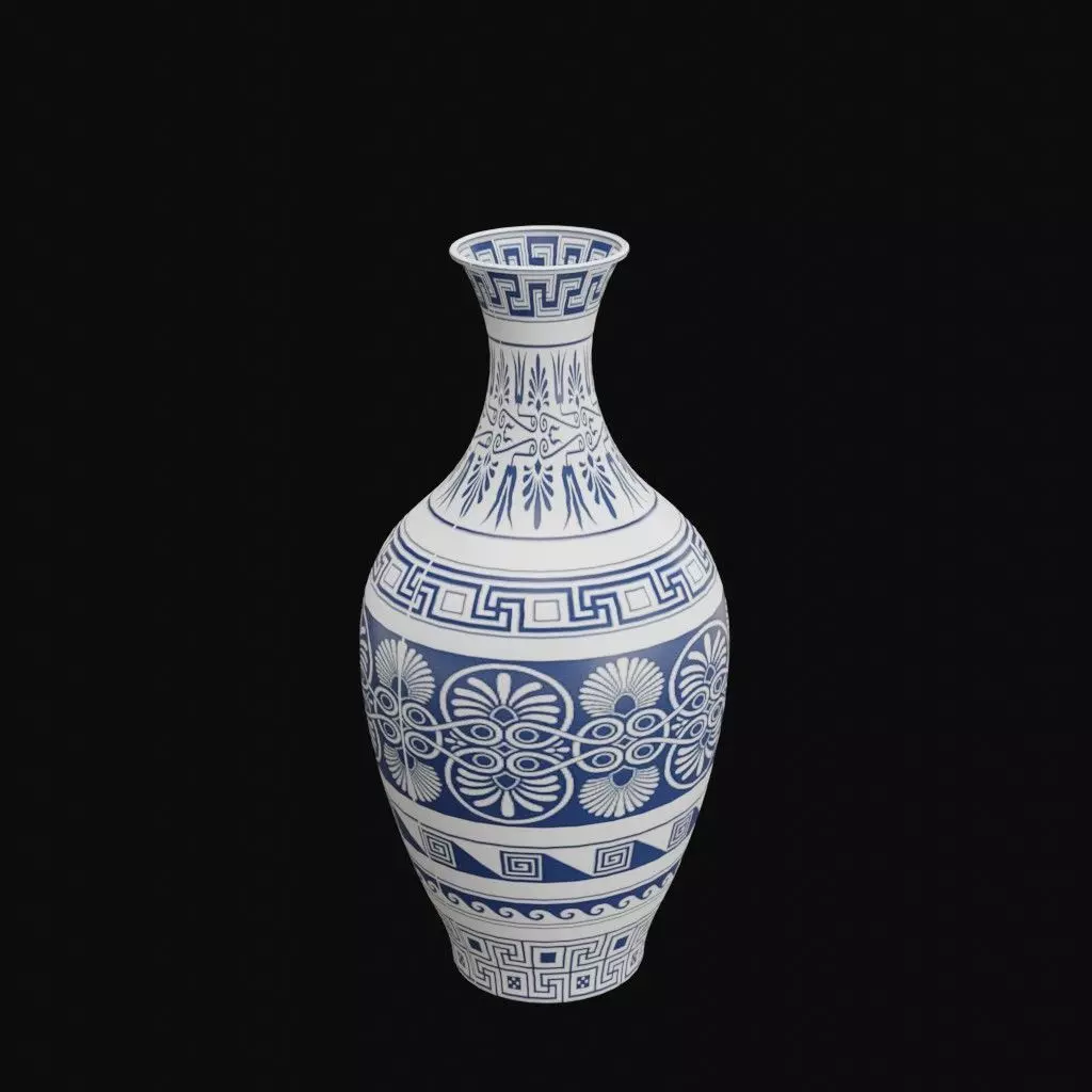 Blue and White Ornamental Vase Free 3D model