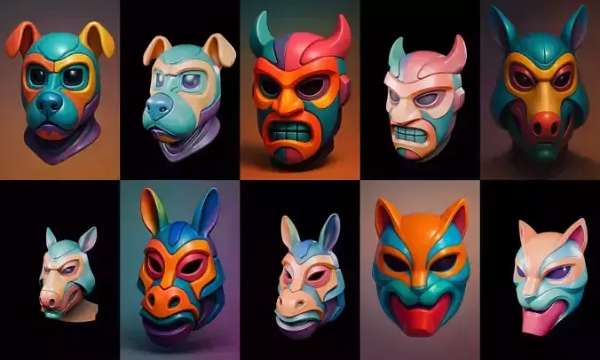 Mask Animals bundle 7 pack 100 glb