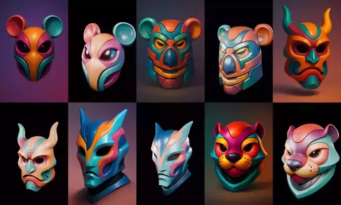 Mask Animals bundle 6 pack 100 glb