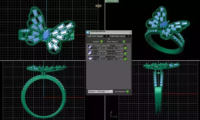 ring women 3d jewelry 3d daimond