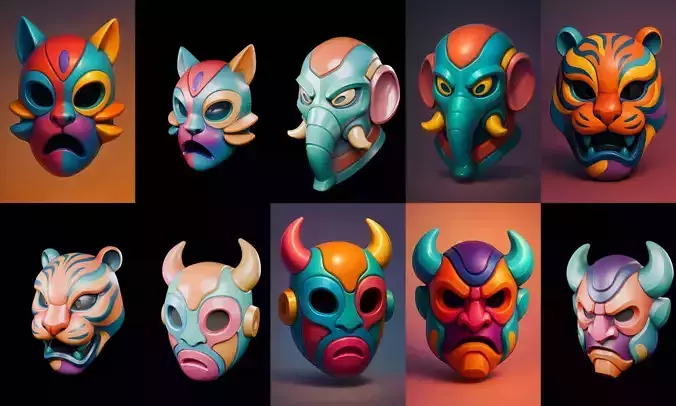 Mask Animals bundle 4 pack 100 glb