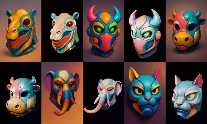 Mask Animals bundle 3 pack 100 glb