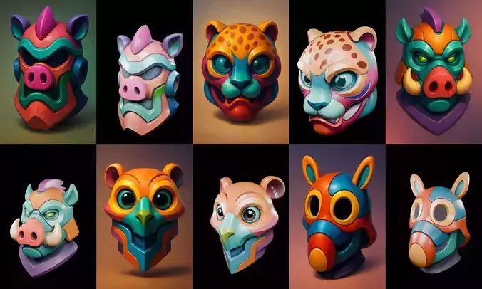 Mask Animals bundle 2 pack 100 glb
