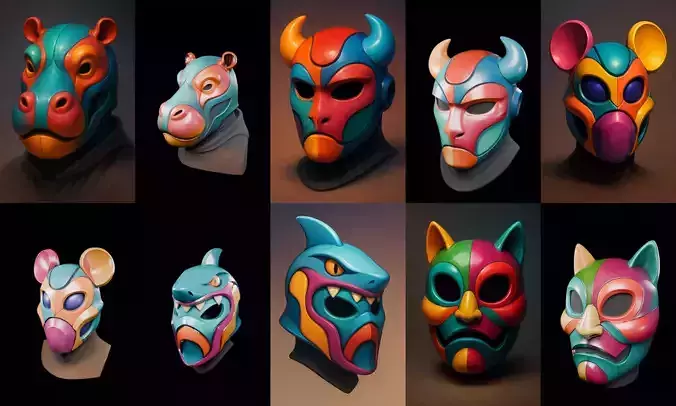 Mask Animals bundle 11 pack 100 glb