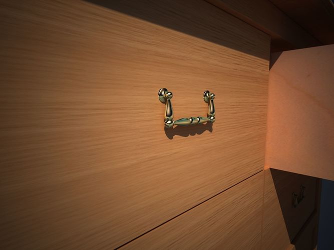 wooden sideboard with brass handles 3D model