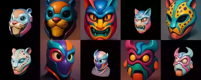 Mask Animals bundle 10 pack 100 glb