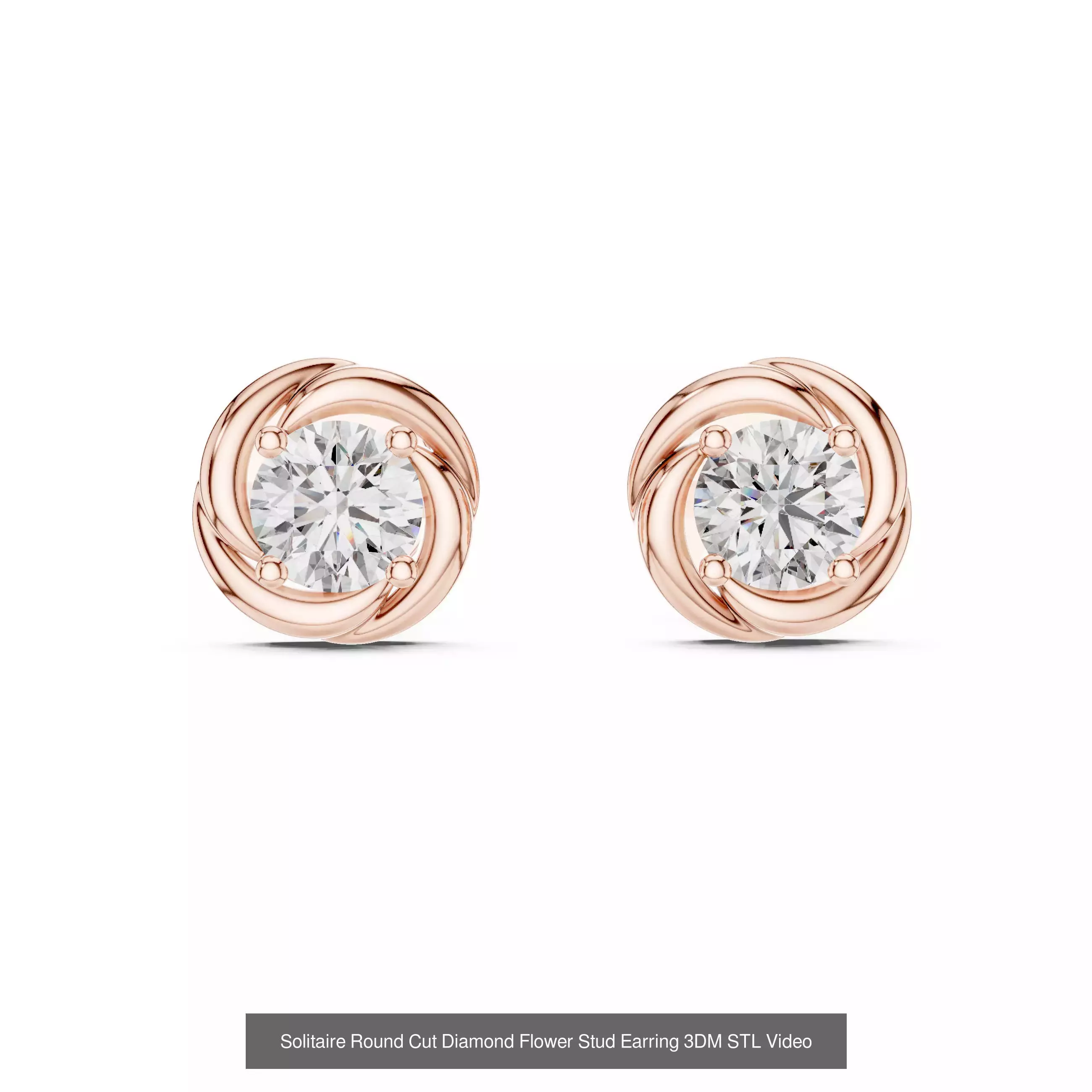 59 Only Solitaire Diamond Stud Earring 3DM STL FBX OBJ Video 3D Model Collection_40