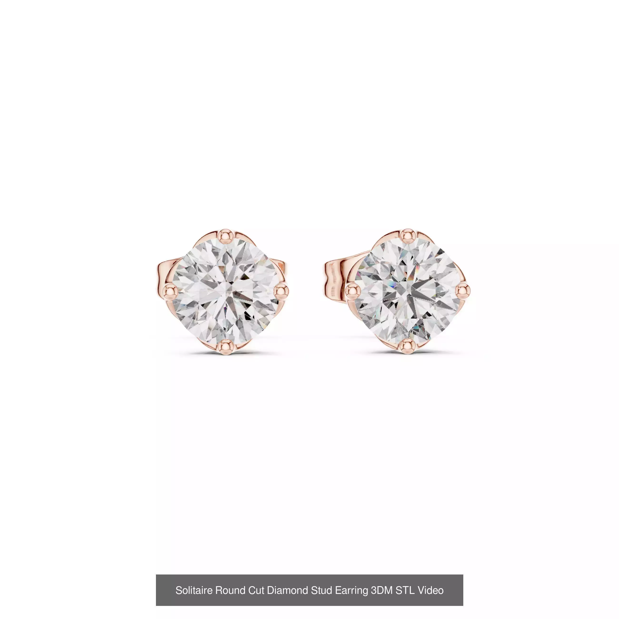 59 Only Solitaire Diamond Stud Earring 3DM STL FBX OBJ Video 3D Model Collection_66