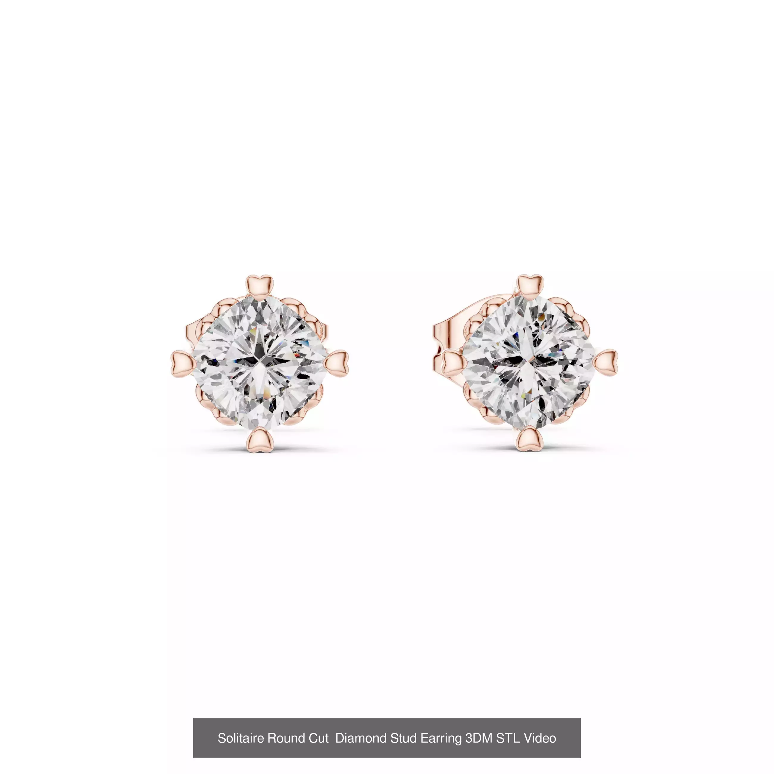 59 Only Solitaire Diamond Stud Earring 3DM STL FBX OBJ Video 3D Model Collection_10