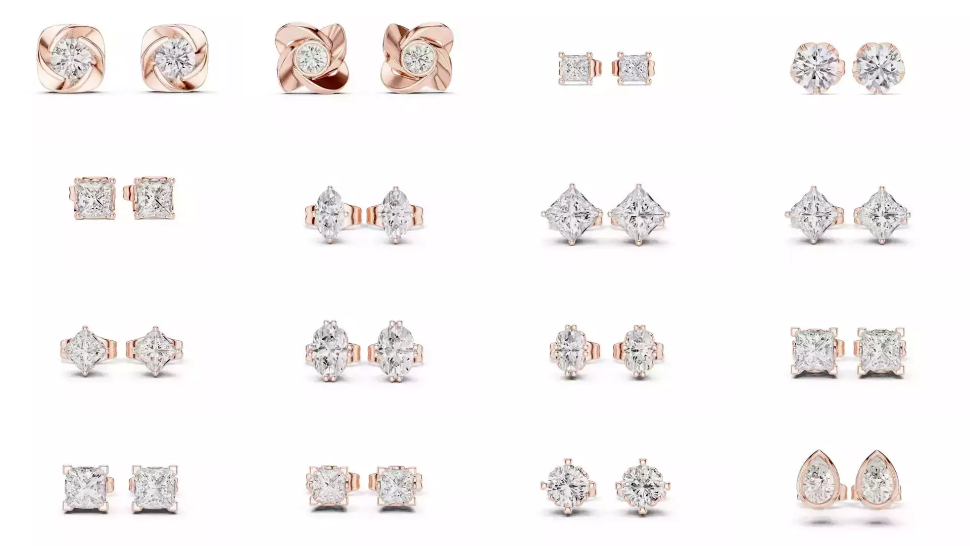 59 Only Solitaire Diamond Stud Earring 3DM STL FBX OBJ Video 3D Model Collection_5