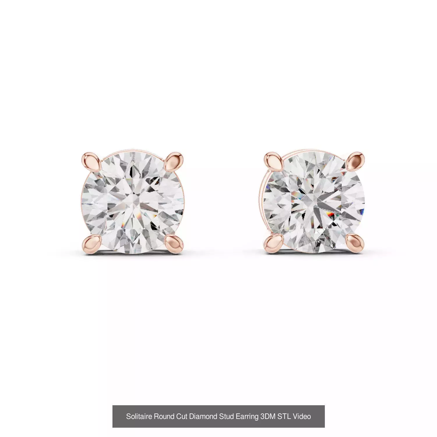 59 Only Solitaire Diamond Stud Earring 3DM STL FBX OBJ Video 3D Model Collection_39
