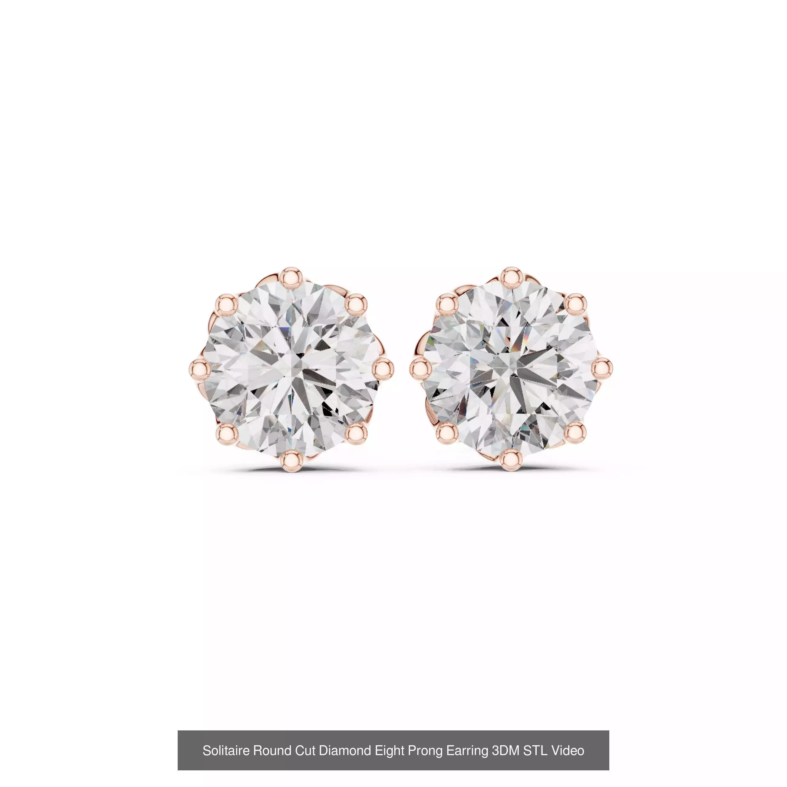 59 Only Solitaire Diamond Stud Earring 3DM STL FBX OBJ Video 3D Model Collection_67