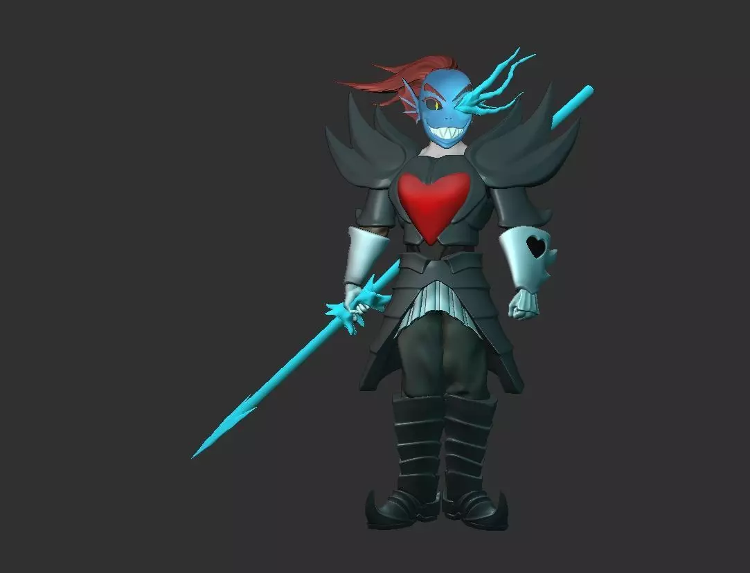 undyne the undying from undertale Statue 3D print model 3D print model_9
