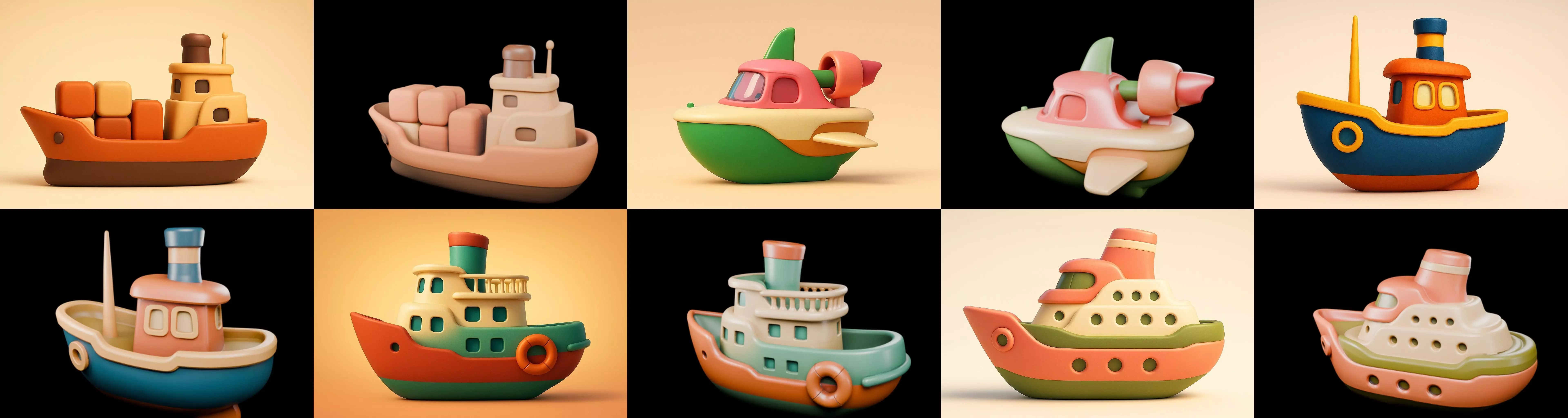 Boat Trip bundle 9 pack 100 glb 3D model_2