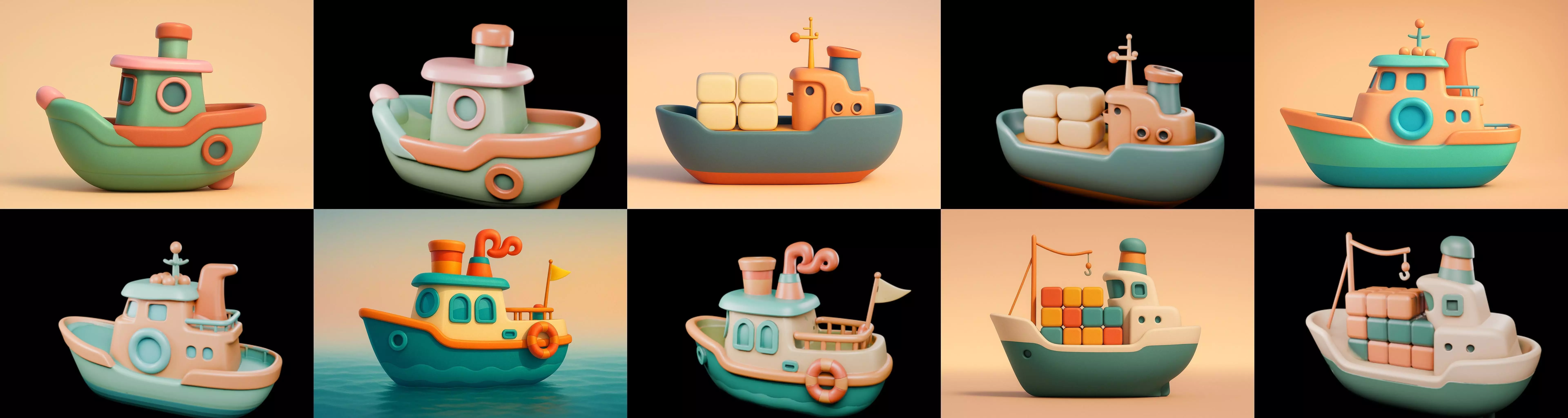 Boat Trip bundle 9 pack 100 glb 3D model_19