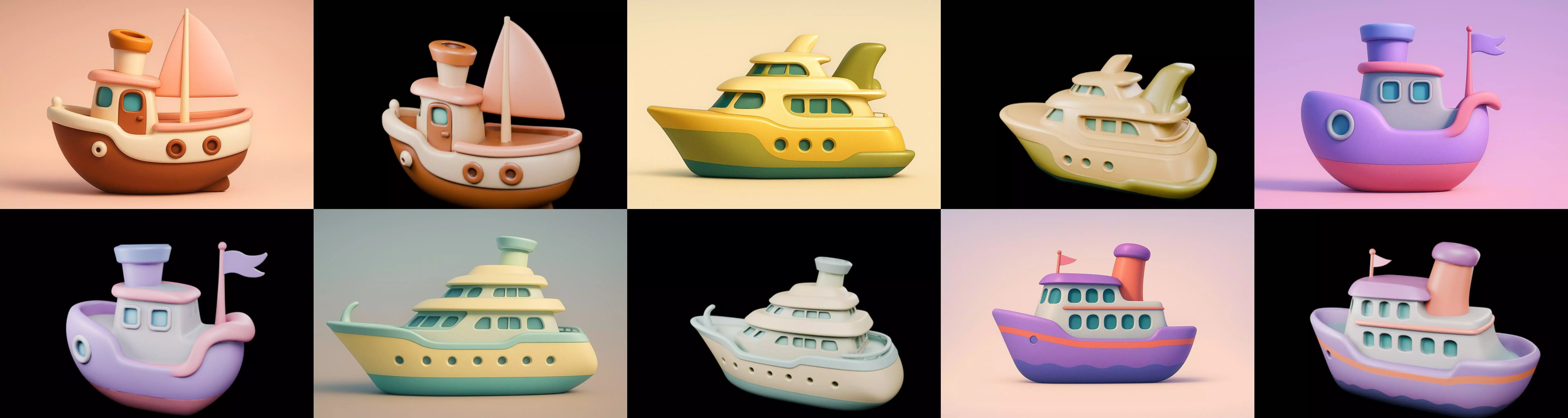 Boat Trip bundle 9 pack 100 glb 3D model_0