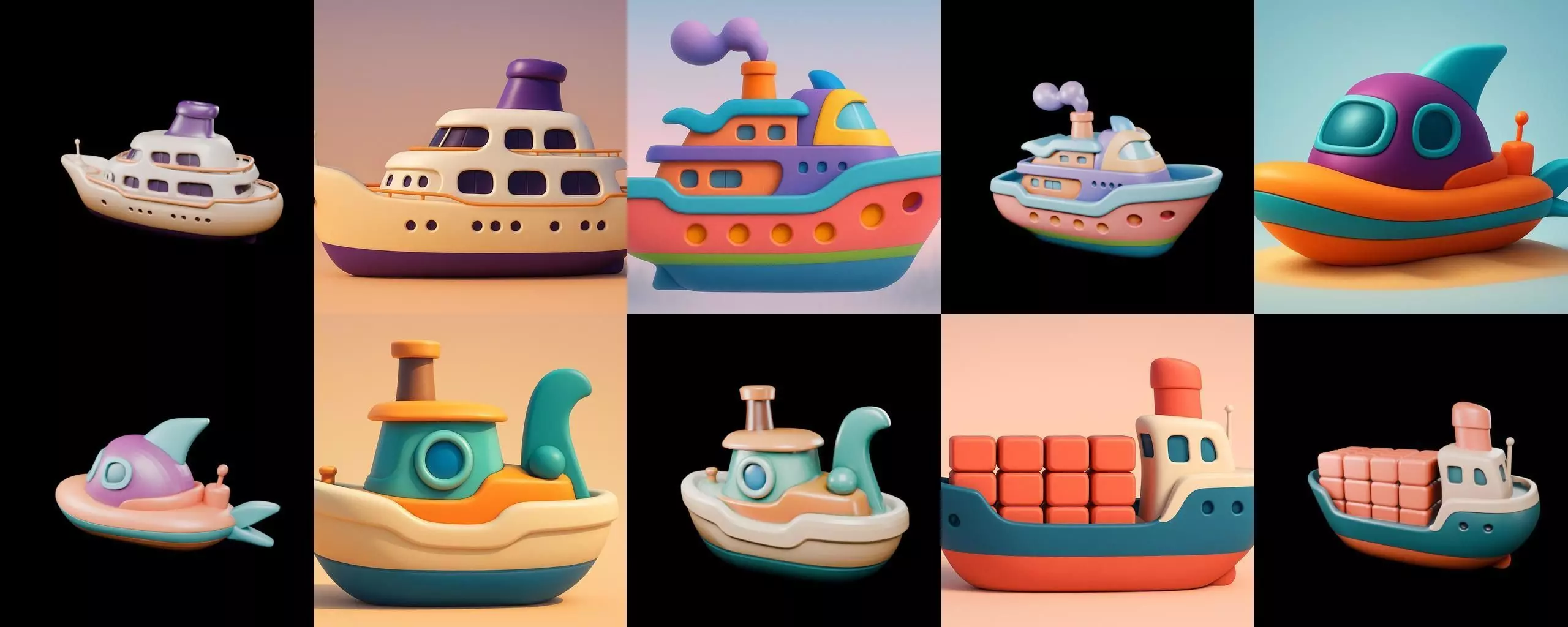 Boat Trip bundle 9 pack 100 glb 3D model_11
