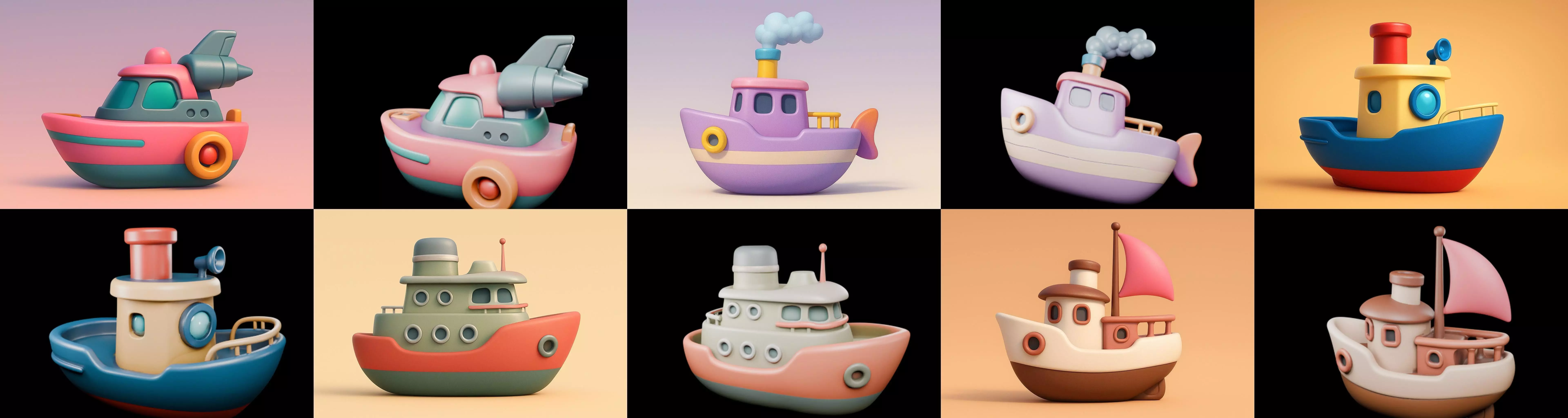 Boat Trip bundle 9 pack 100 glb 3D model_6