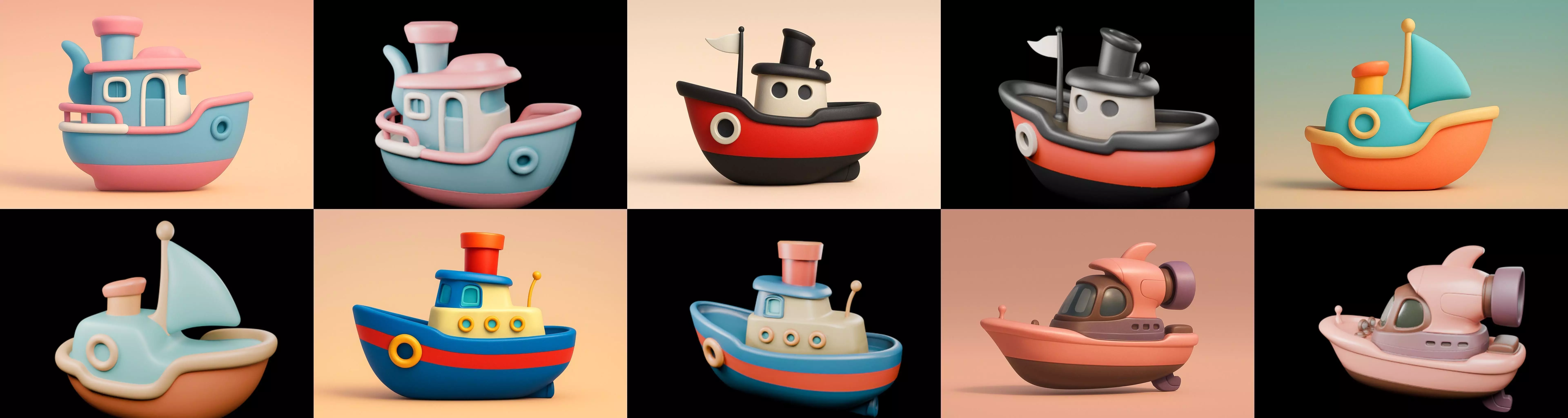 Boat Trip bundle 9 pack 100 glb 3D model_4