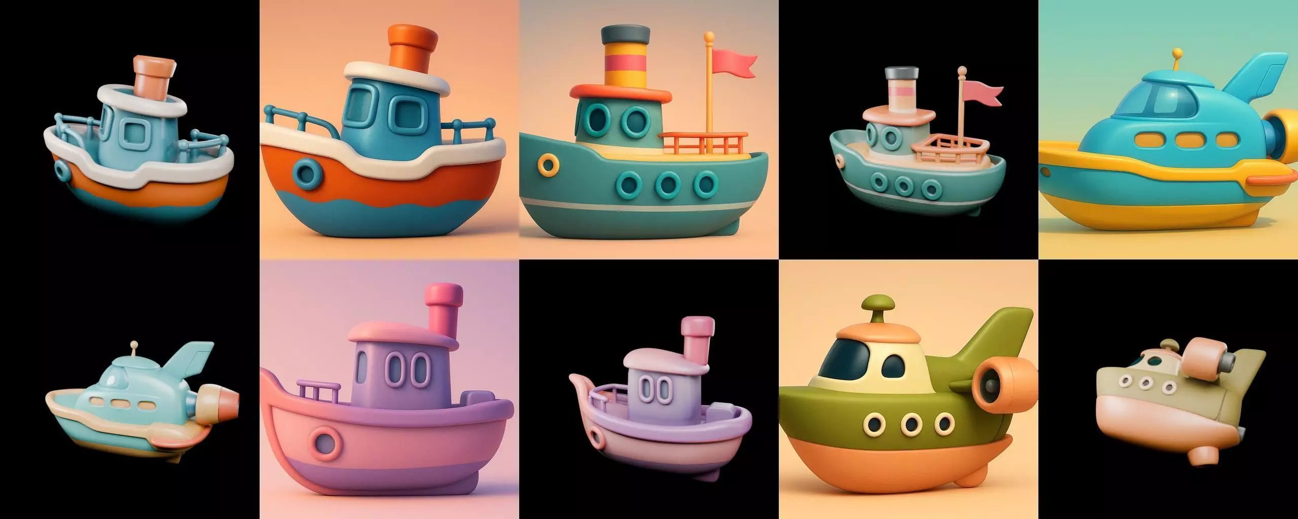 Boat Trip bundle 8 pack 100 glb 3D model_8