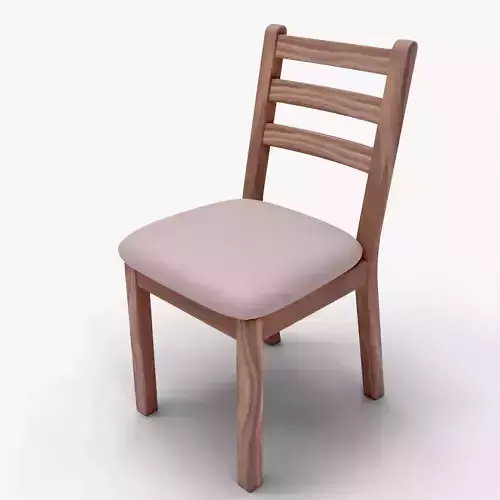 Realistic Wooden Chair with Padded Seat Low-poly 3D model