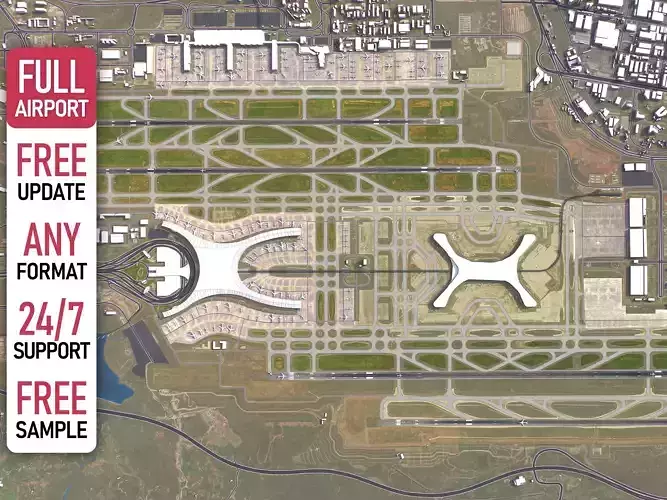 Chongqing - Jiangbei 3D Airport  Low-poly 3D model