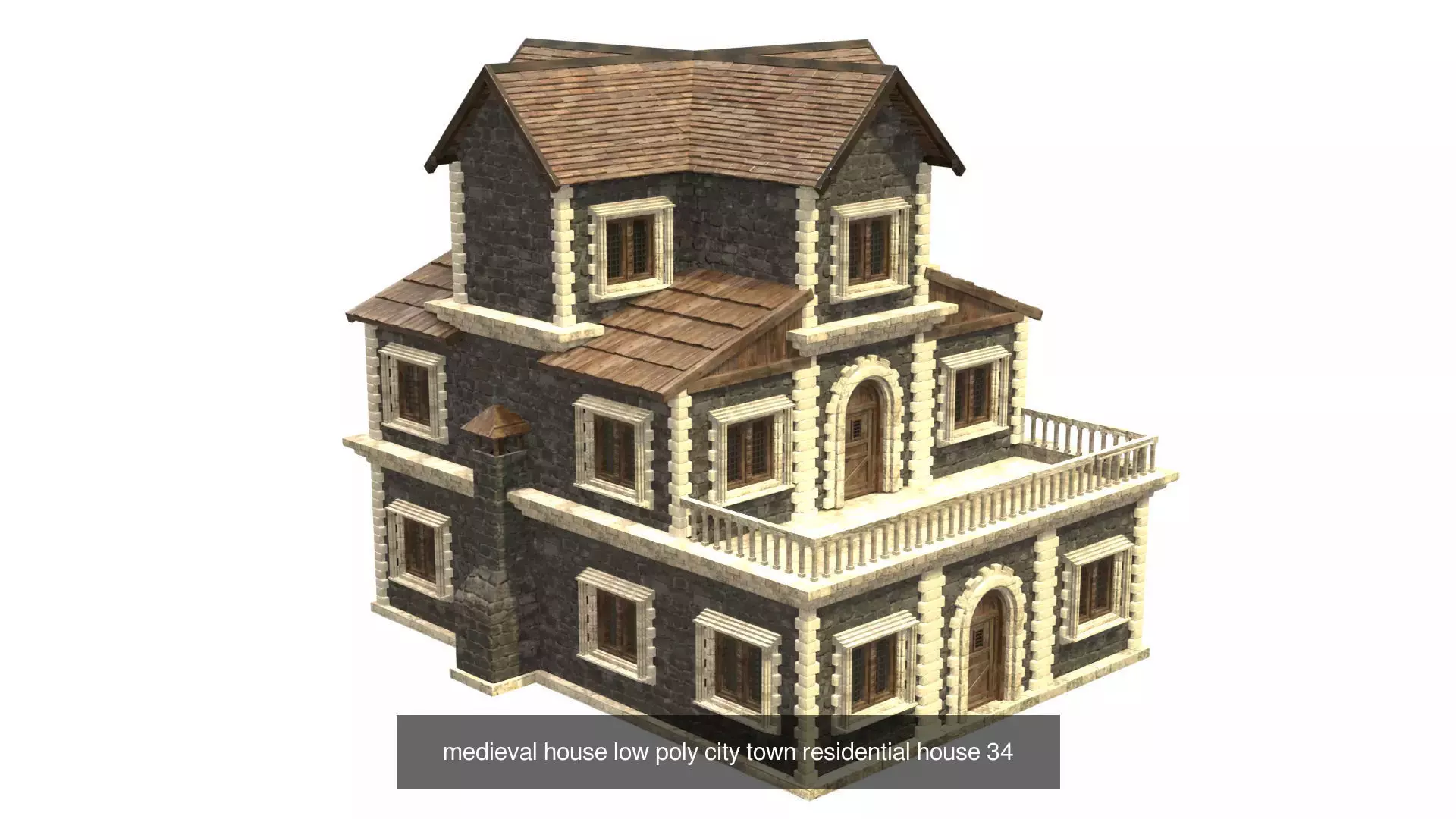 medieval house low poly city town residential house collection _20
