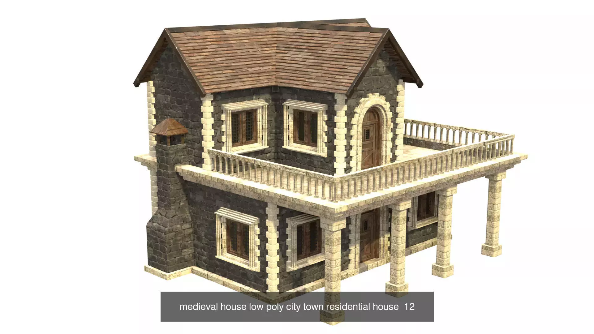 medieval house low poly city town residential house collection _15