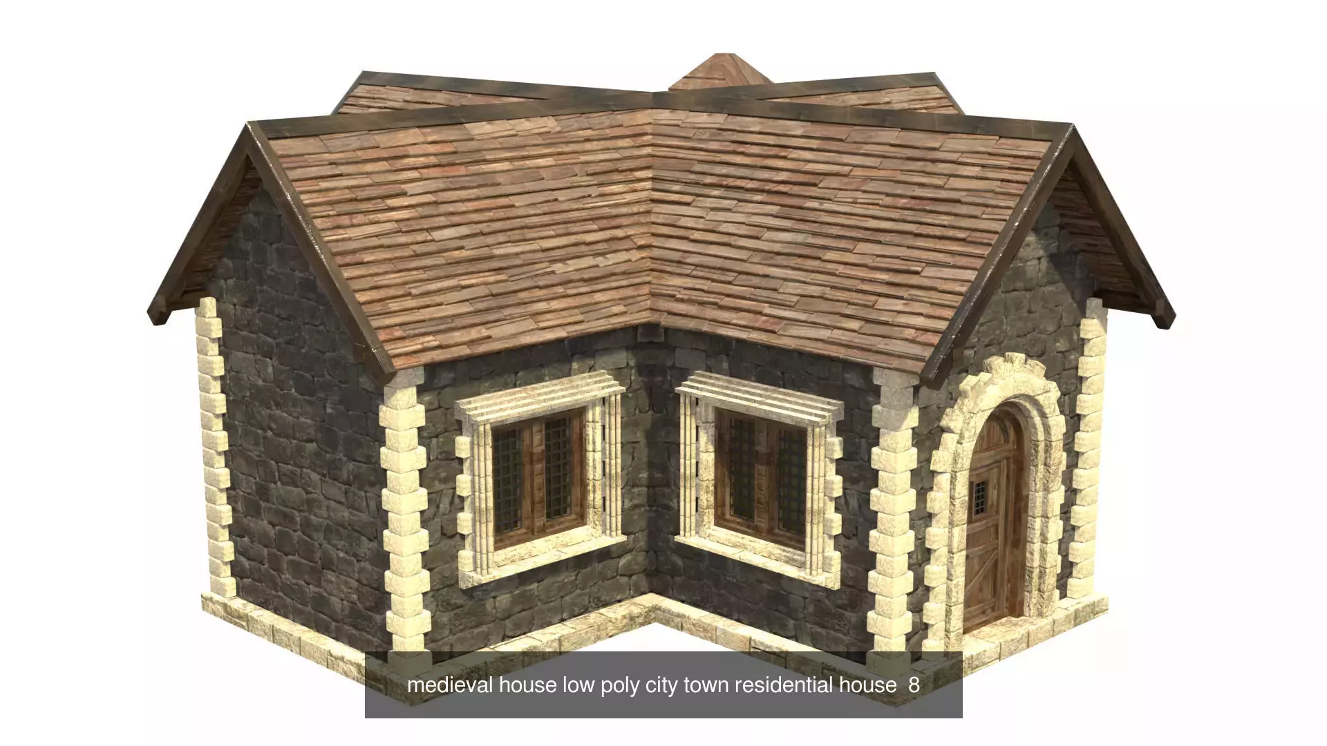 medieval house low poly city town residential house collection _7