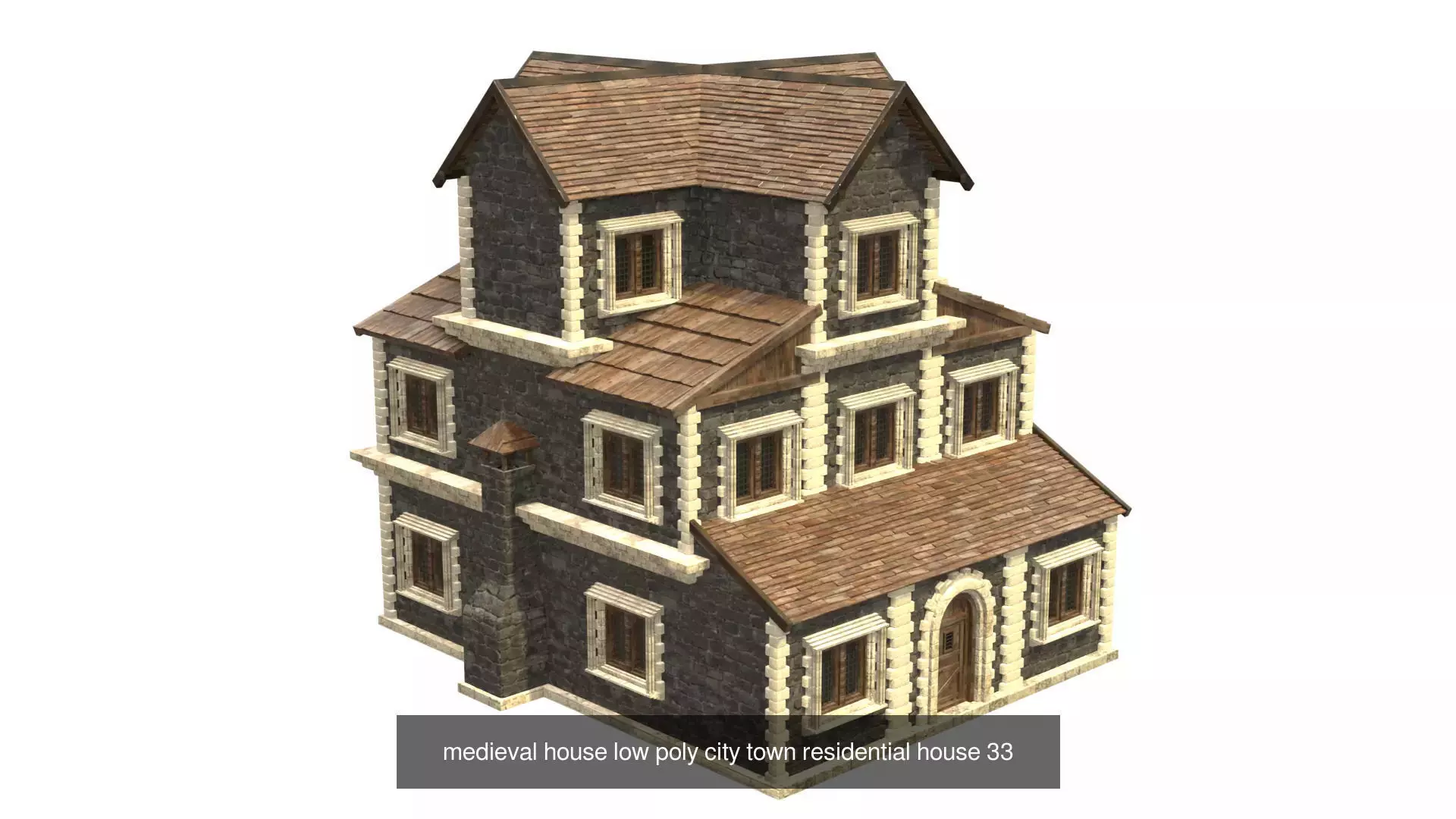 medieval house low poly city town residential house collection _21