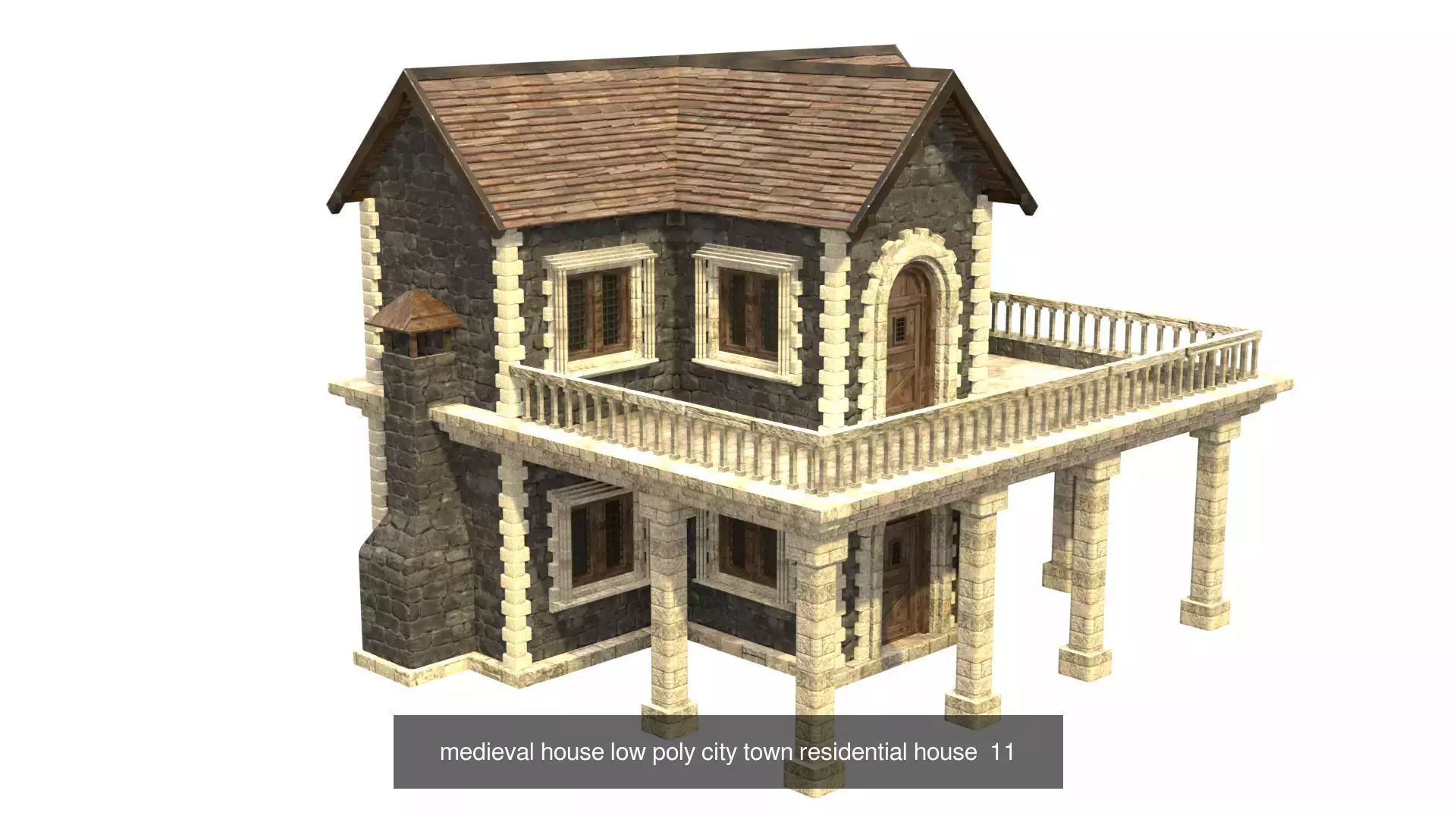medieval house low poly city town residential house collection _16