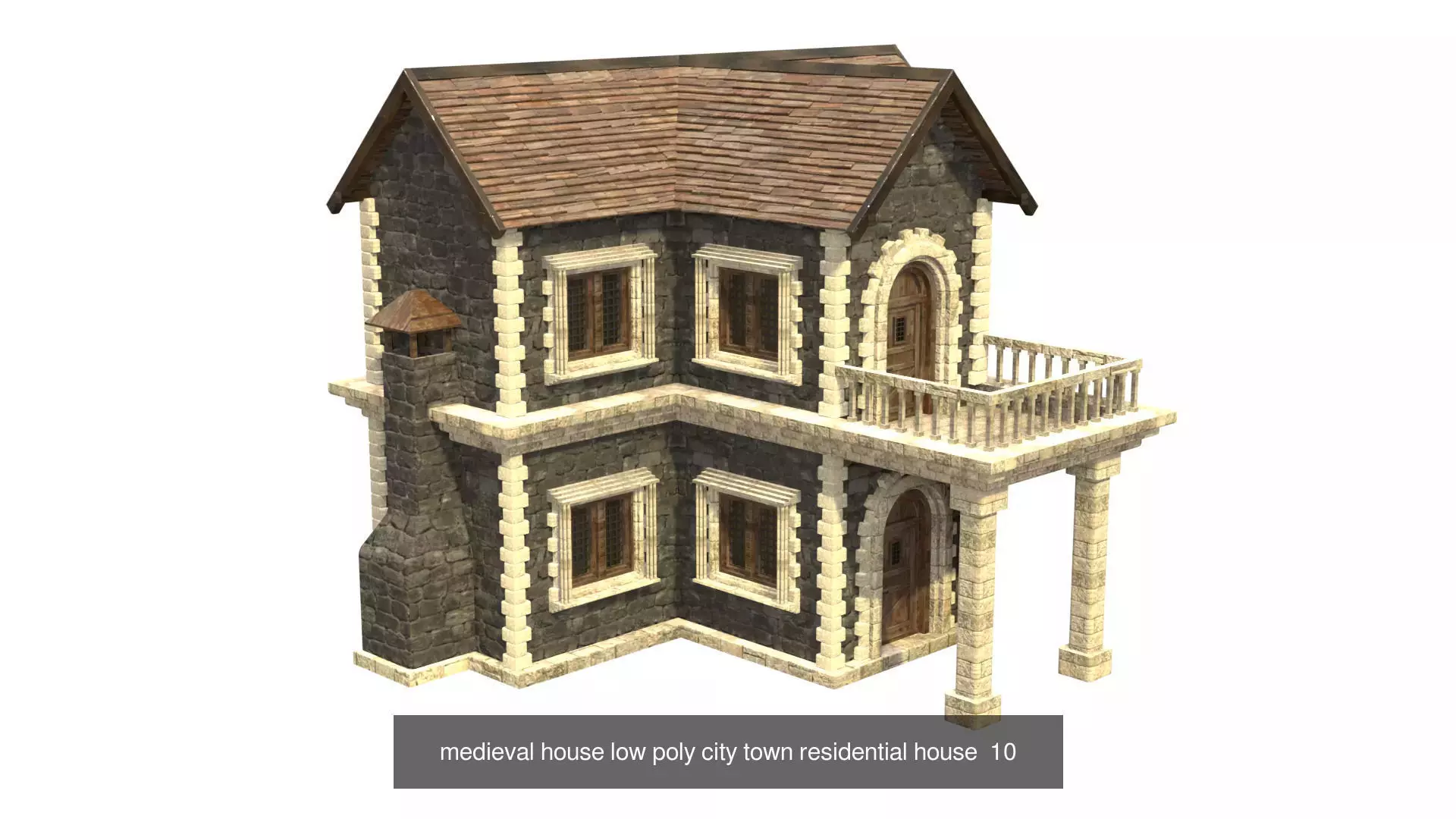 medieval house low poly city town residential house collection _17